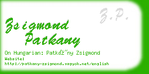 zsigmond patkany business card